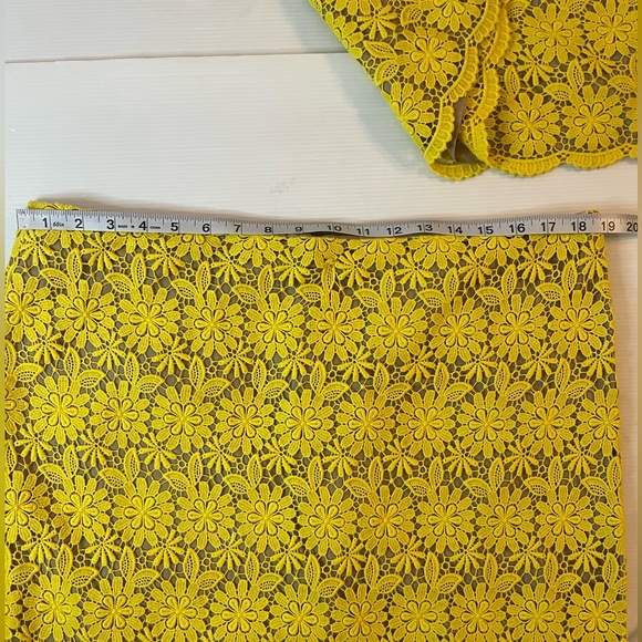 Talbots Yellow Crochet Lace Two Piece Set Skirt And Blouse Size 16 Easter Outfit - Picture 5 of 13